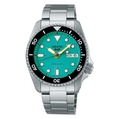 Seiko 5 Sports SKX ‘Midi’ Teal SRPK33K1 38mm 100m WR automatic divers men’s watch stainless steel bracelet