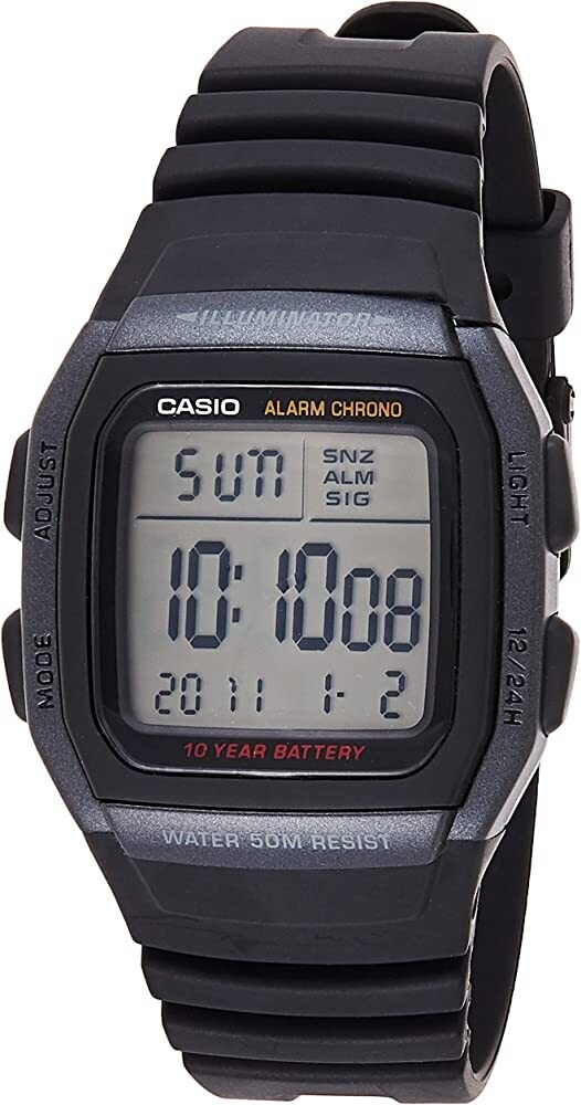 Casio W-96H-1AV Alarm 10 year battery digital men's watch 50m WR chronometer