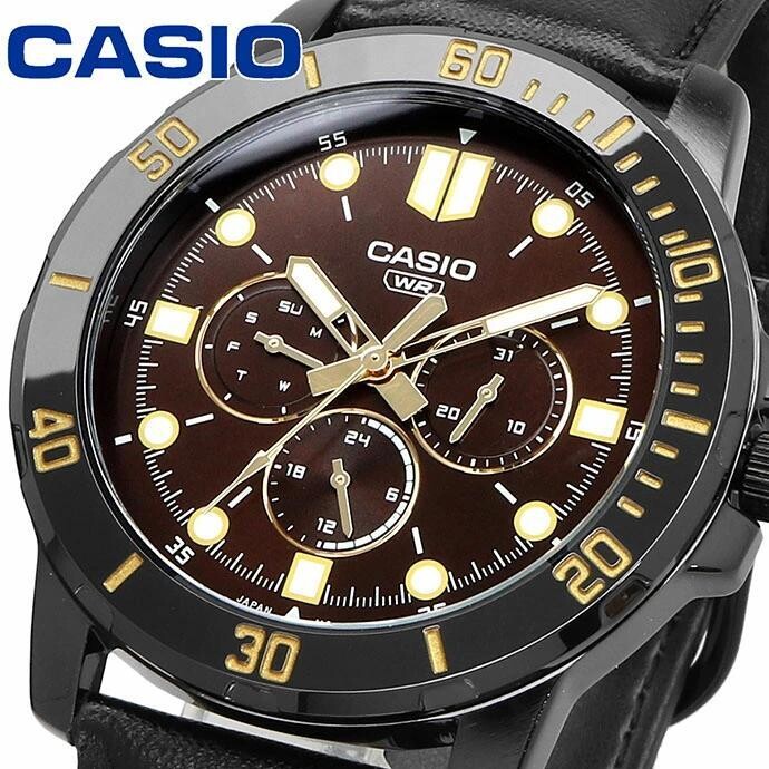 Reloj deportivo hombre Casio MTP-VD300BL-5E 45mm correa de cuero resistente al agua