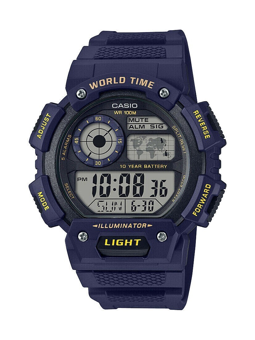 Reloj hombre Casio AE-1400WH-2AV Quartz 5 Alarms Hora Mundial Multi Time cronómetro