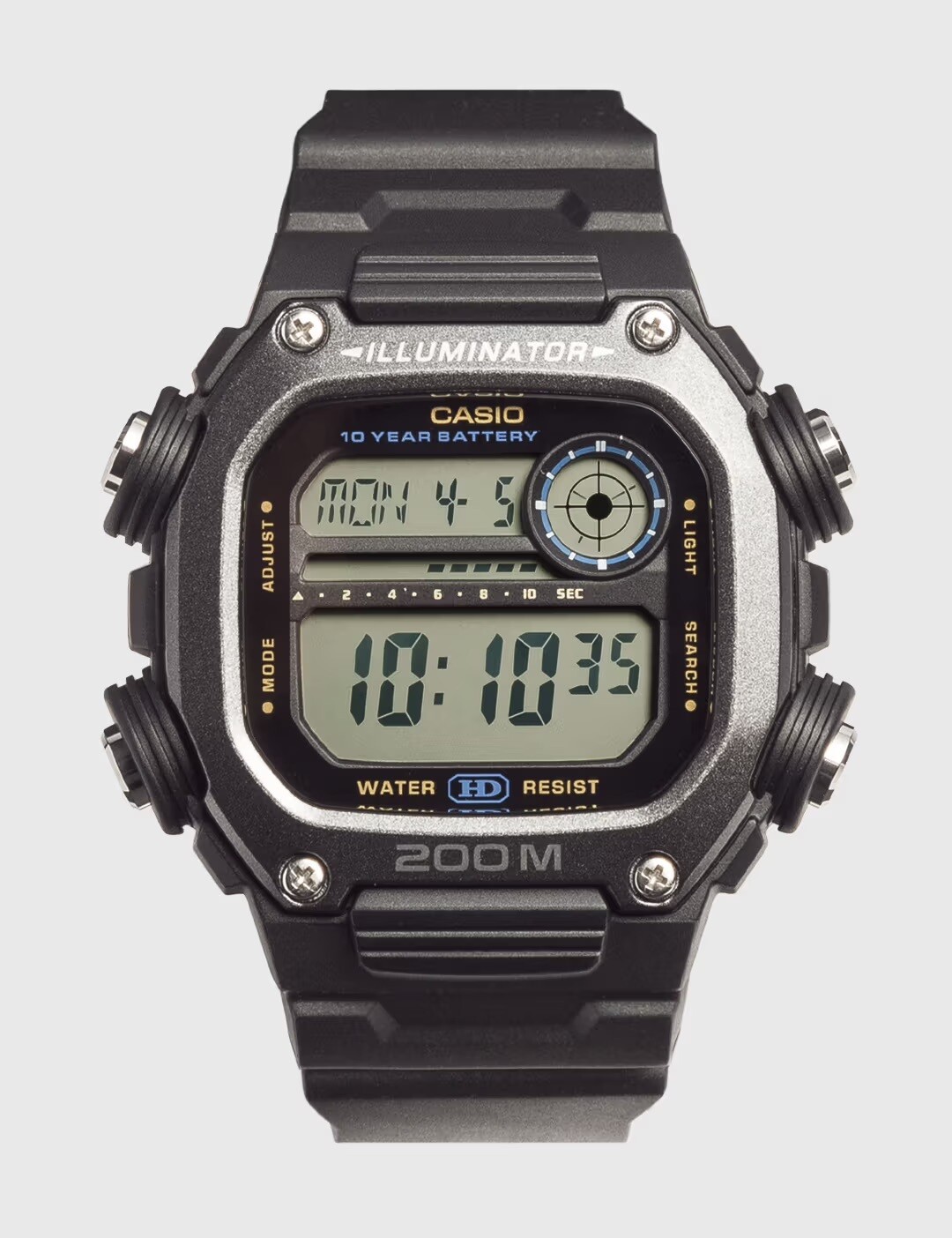 Casio DW-291HX-1AV sport men’s watch 200m WR World Time 10 year battery