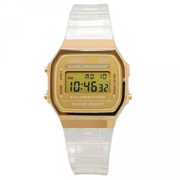 Casio a168xesg-9a transparent Alarm chronograph unisex men women vintage digital watch