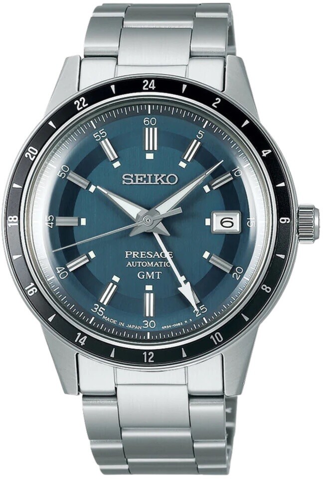 Seiko Presage GMT ssk009j1 Petrol Blue Road Trip 40.8mm 50m WR automatic men’s watch stainless steel bracelet