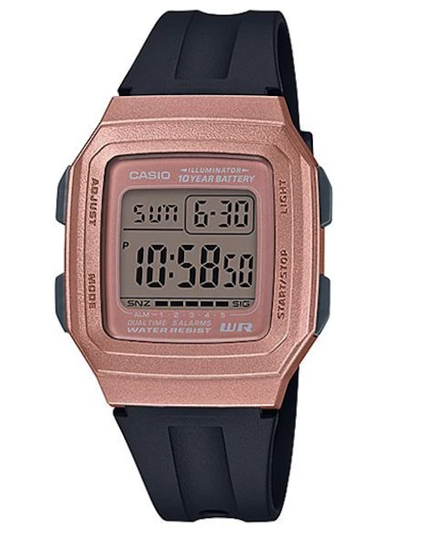 Reloj unisex Casio F201WAM-5A alarmas crono 34mm