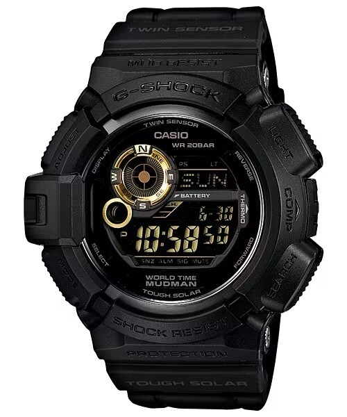 Casio G-SHOCK MUDMAN G-9300GB-1 Tough Solar 200m WR shock resistant mud resistant Thermometer Digital Compass World Time World Time Moon phases solar powered