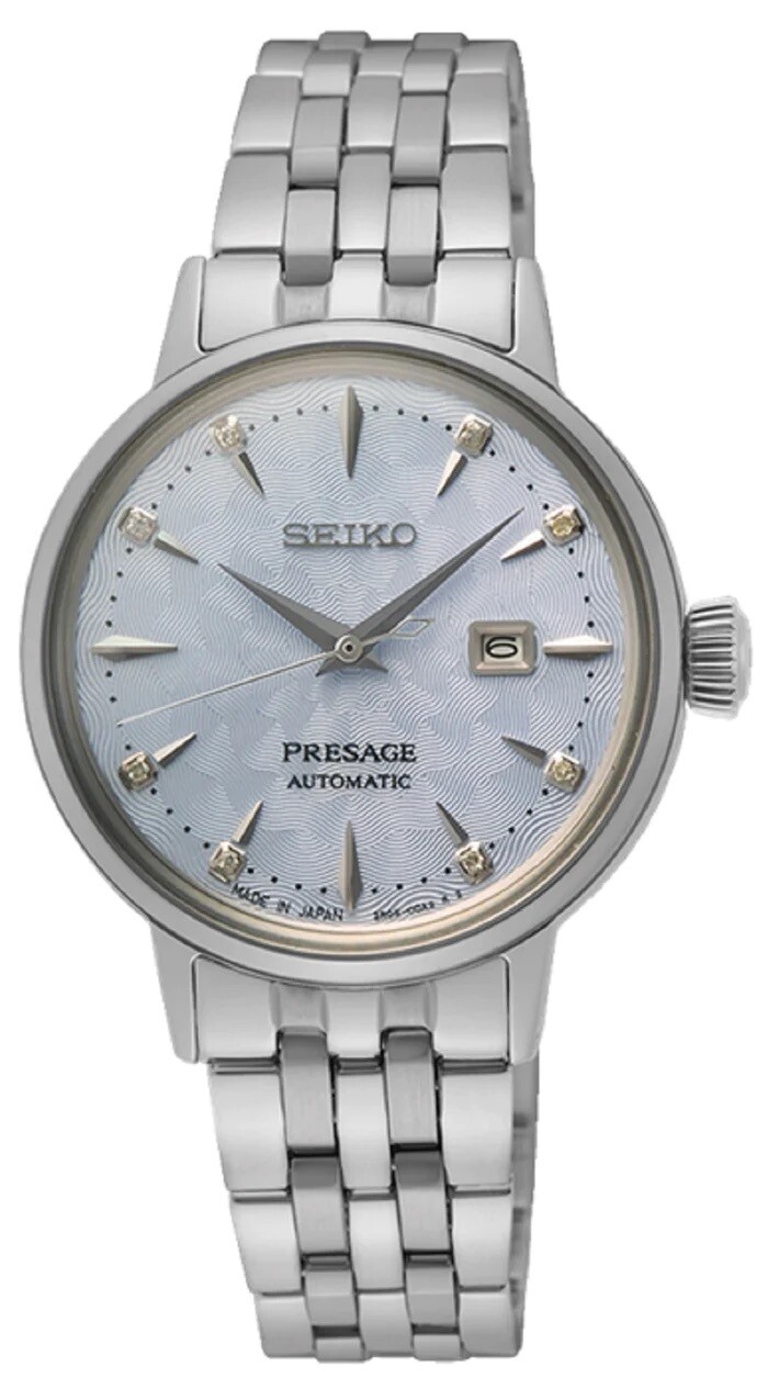 Seiko Presage Cocktail &quot;Skydiving&quot;Diamond Twist SRE007J1 30.3mm 50m WR automatic women’s watch stainless steel bracelet