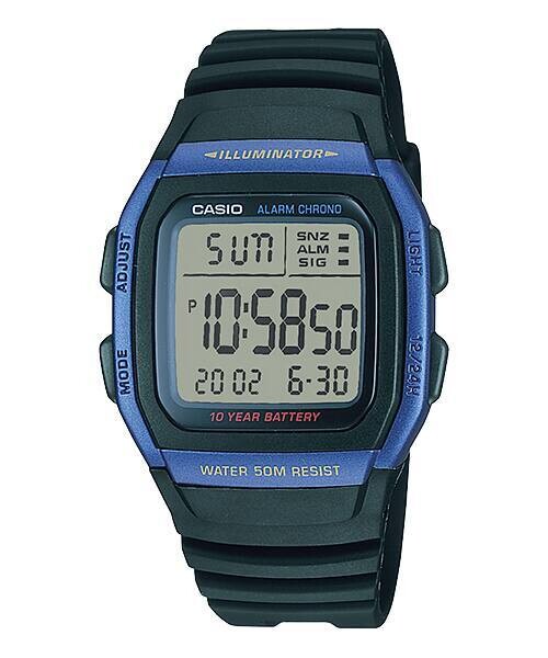 digital man's watch Casio W-96H-2AV multiple alarm 10 years battery chronometer 50m water resist