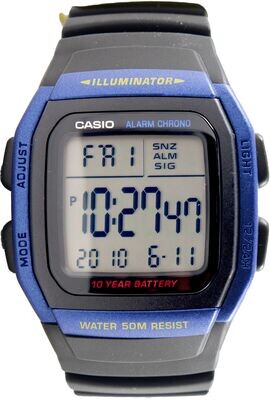 digital man's watch Casio W-96H-2AV multiple alarm 10 years battery chronometer 50m water resist