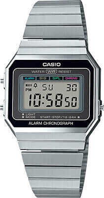 CASIO VINTAGE WATCH ICONIC Digital Watch A700W-1A steel strap chronograph alarm and led light