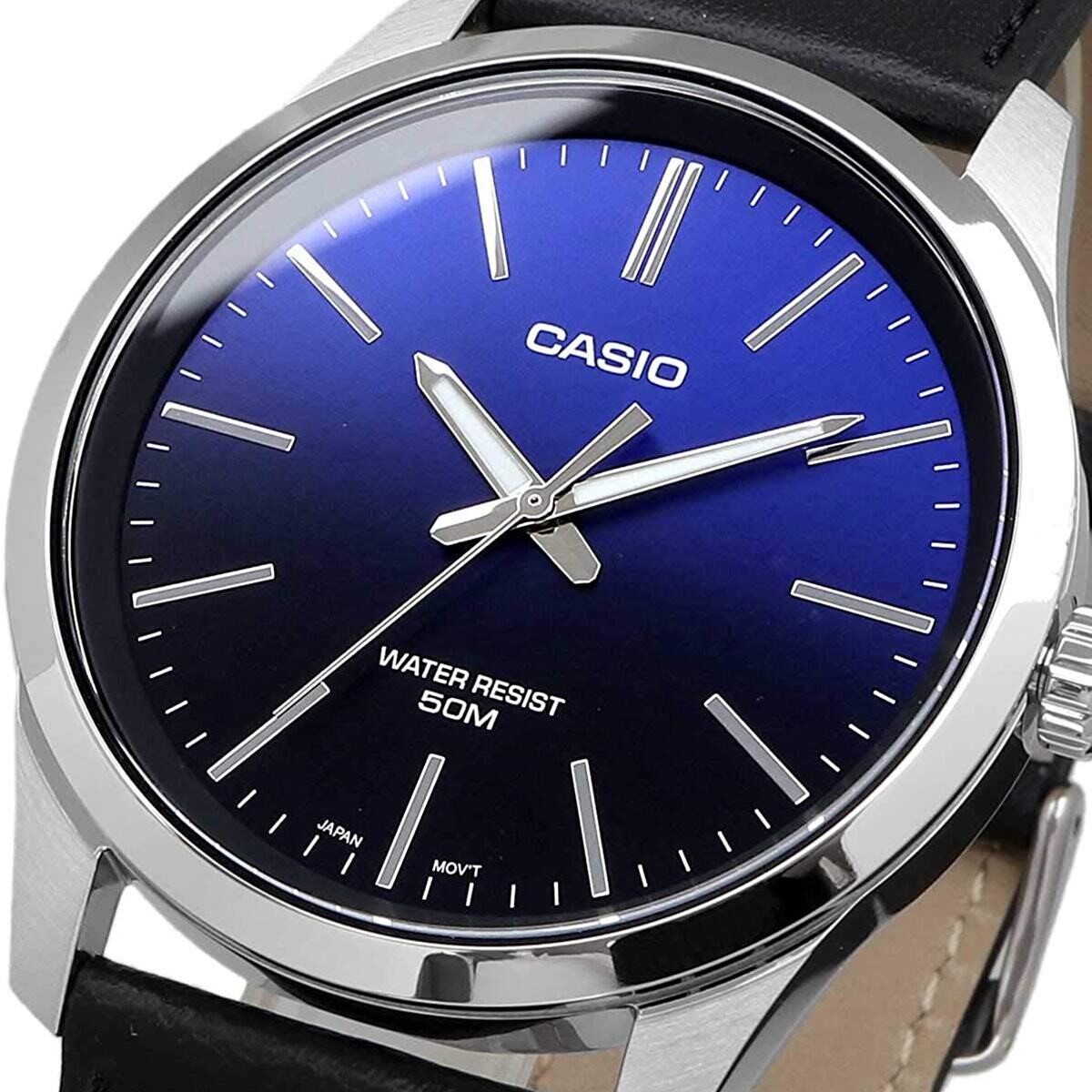 reloj analógico clásico hombre Casio MTP-E180L-2A 42mm 50m WR correa de cuero