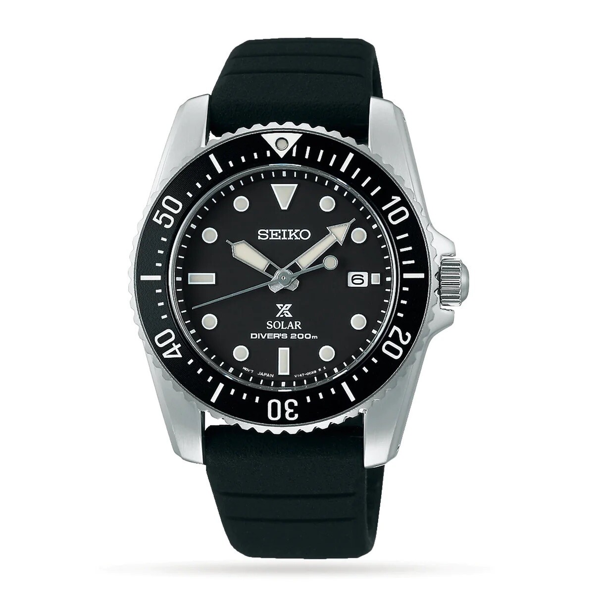 Seiko Solar Prospex  SNE573P1 38.5mm 200m WR sapphire crystal silicone band solar powered sports Scuba divers men’s watch