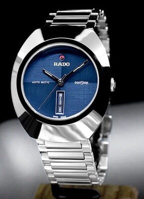 ​reloj automático unisex Rado Diastar Blue R12160213 38mm 100m WR cristal de zafiro
