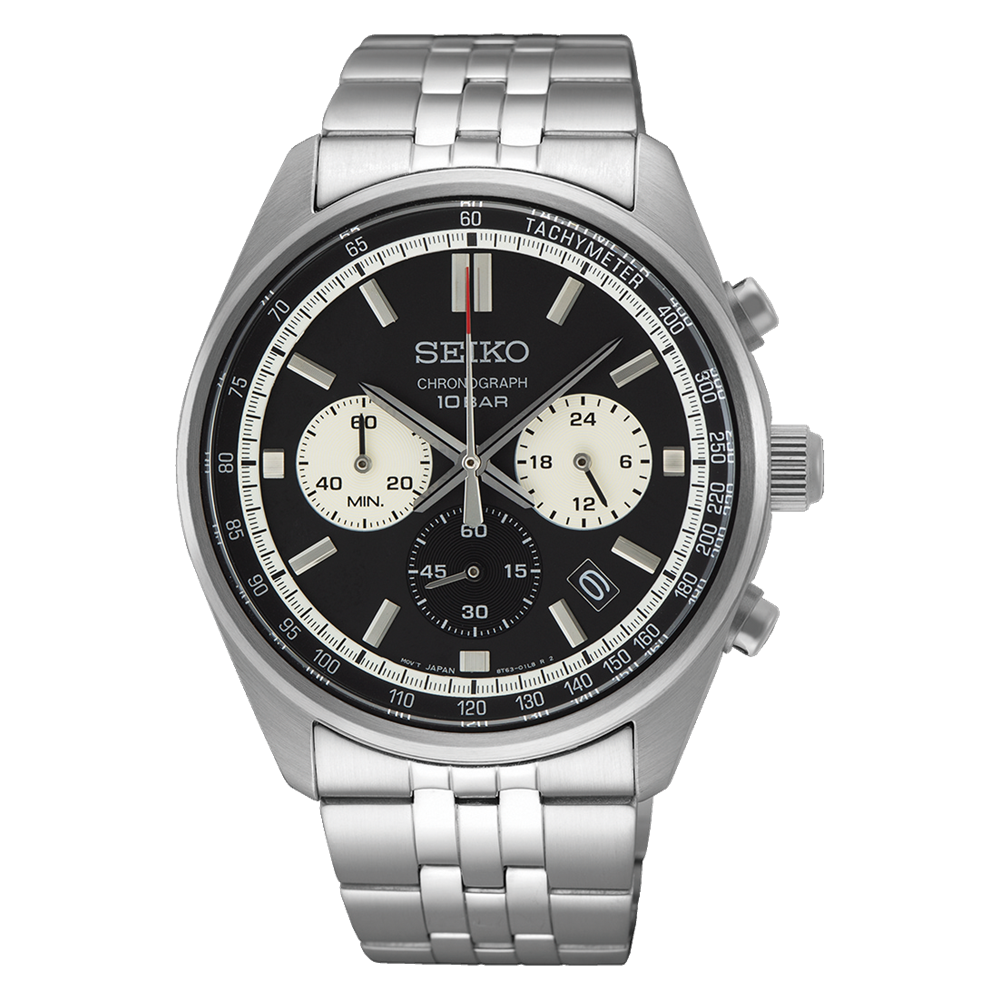 men's chronograph watch Seiko Neosports SSB429P1 41.5mm 100m WR steel strap