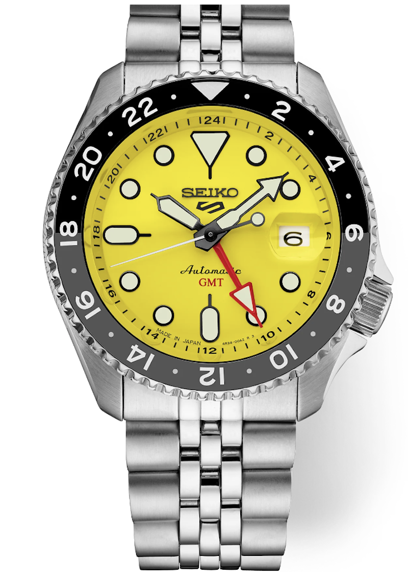 Seiko 5 Sports SSK017 SKX Style Yellow GMT Automatic Men's Watch Made in Japan 42.5mm 100m WR