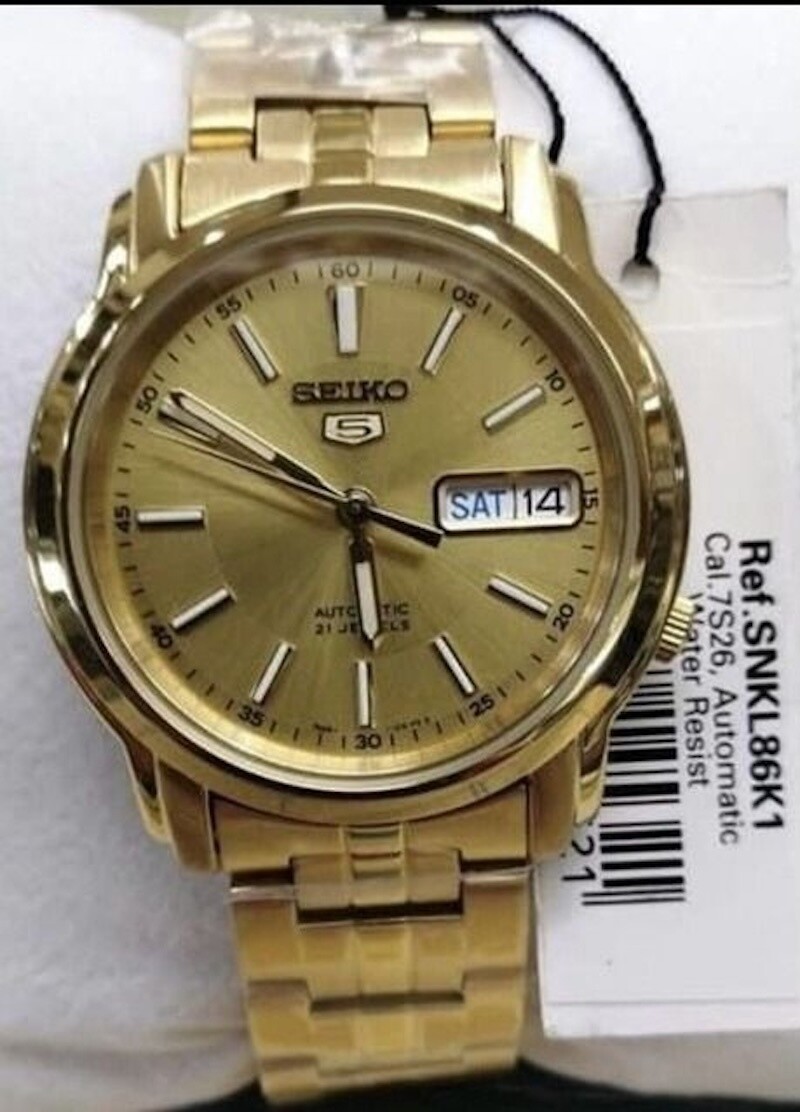 Seiko 5 SNKL86K1 38mm 30m WR automatic unisex watch stainless steel bracelet