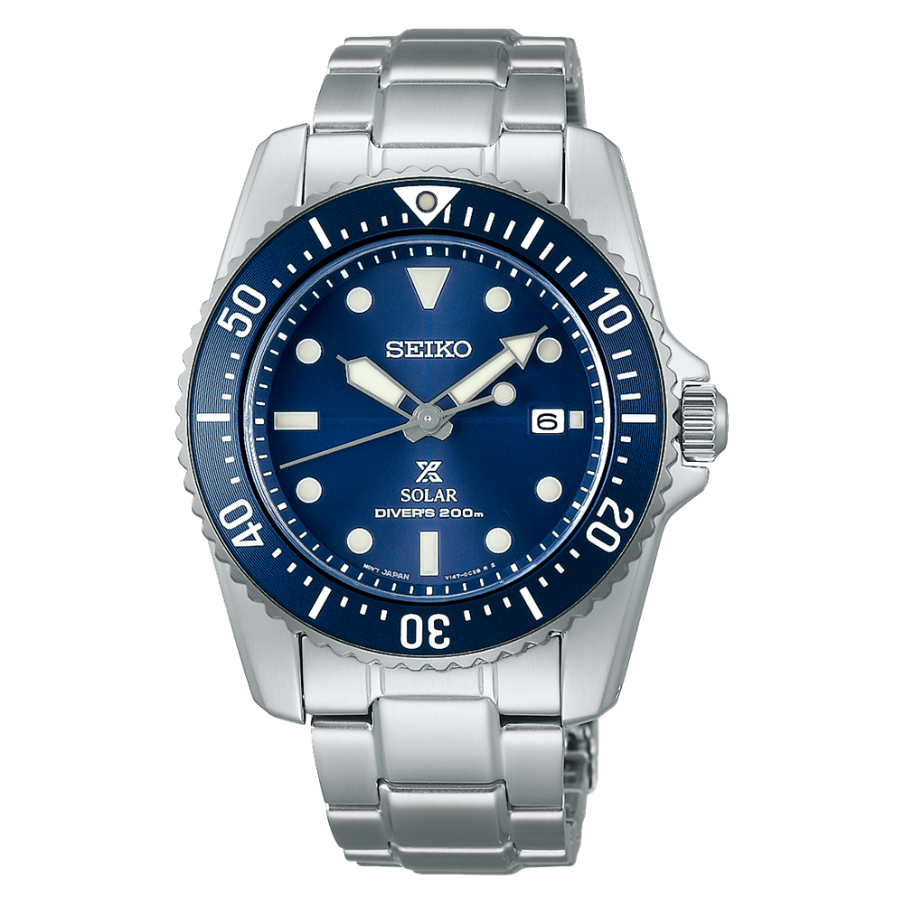 Seiko Prospex Solar SNE585P1 38.5mm 200m WR sapphire crystal solar powered divers men’s watch stainless steel bracelet