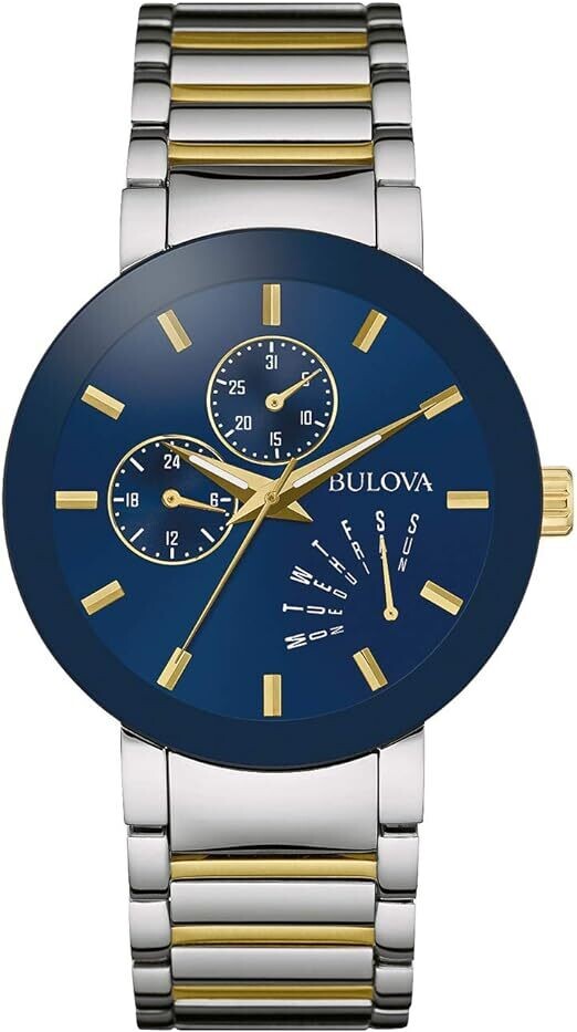 reloj hombre Bulova Futuro 98C123 40mm dial azul correa de acero 30m WR cuarzo