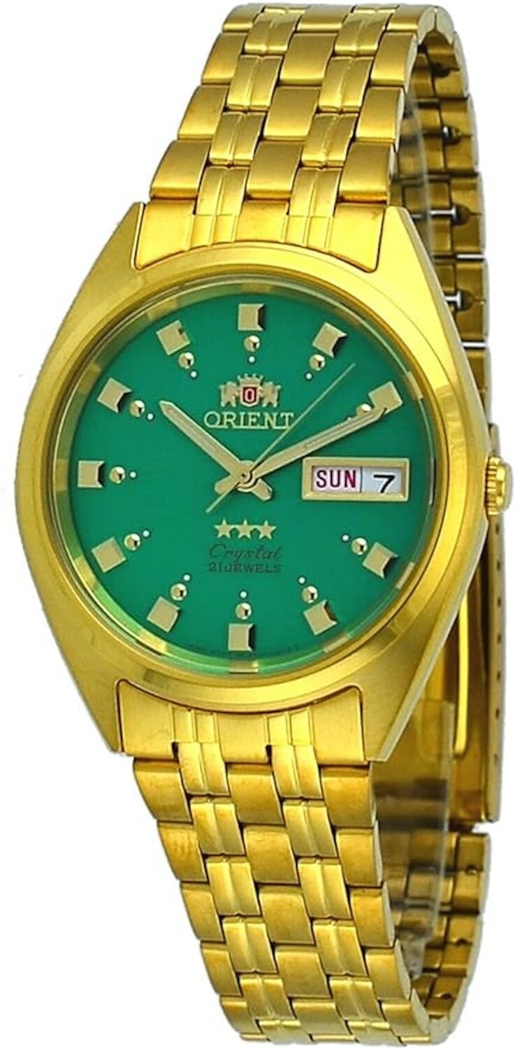 reloj hombre mujer automático Orient Tristar FAB00001N 36mm dorado verde