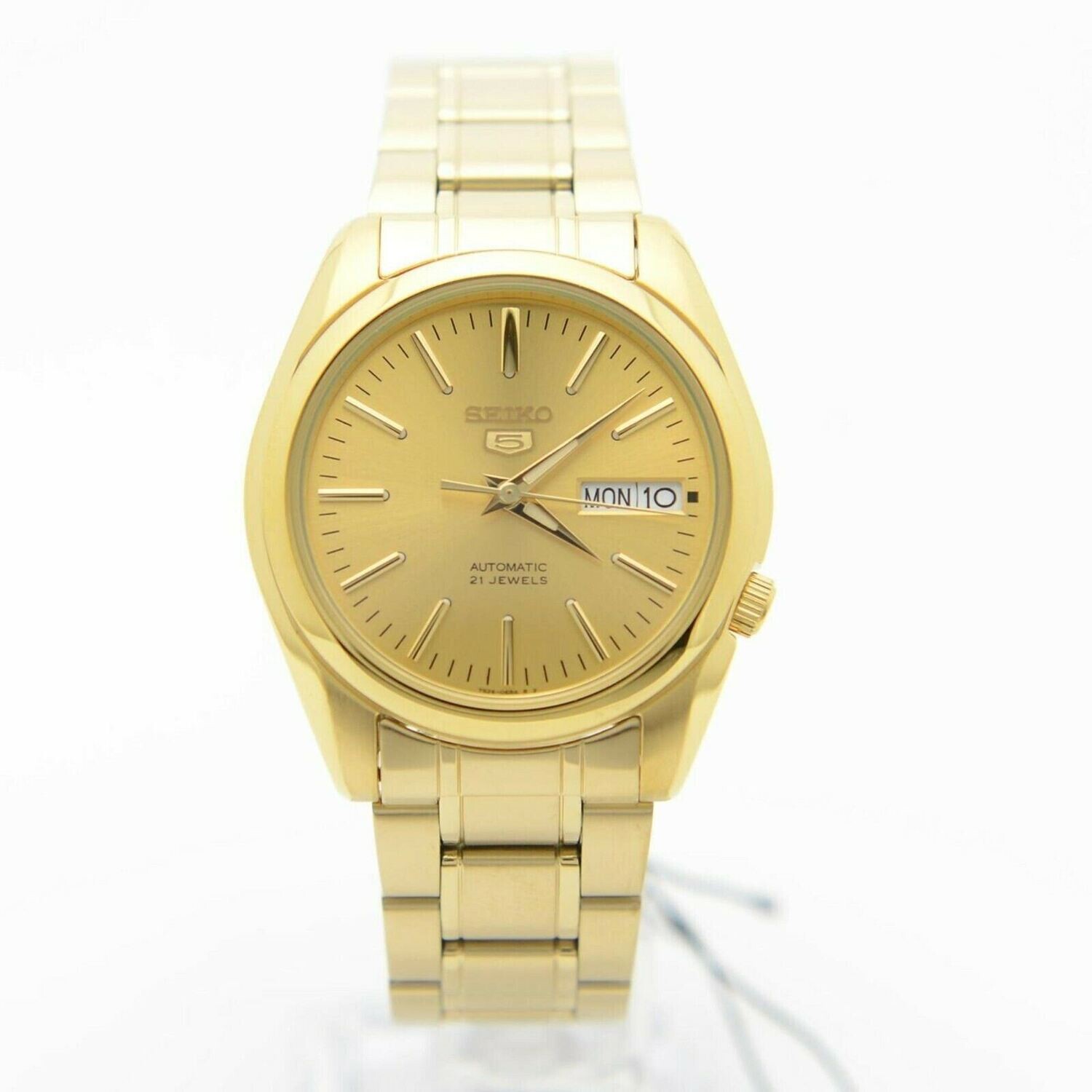 unisex automatic watch Seiko 5 SNKL48K1 38mm 30m WR steel strap Calibre 7S26