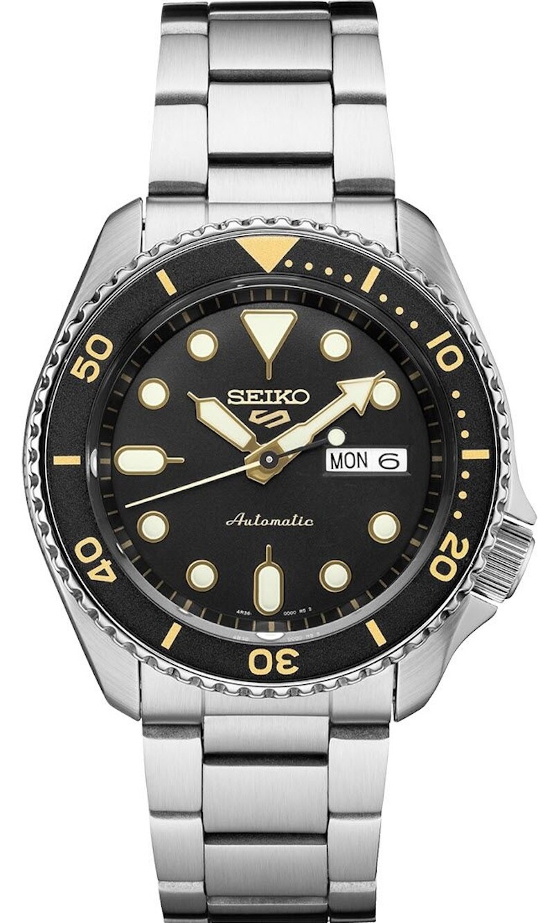 automatic men's watch Seiko 5 Sports SRPD57K1 42.5mm 100m WR steel strap
