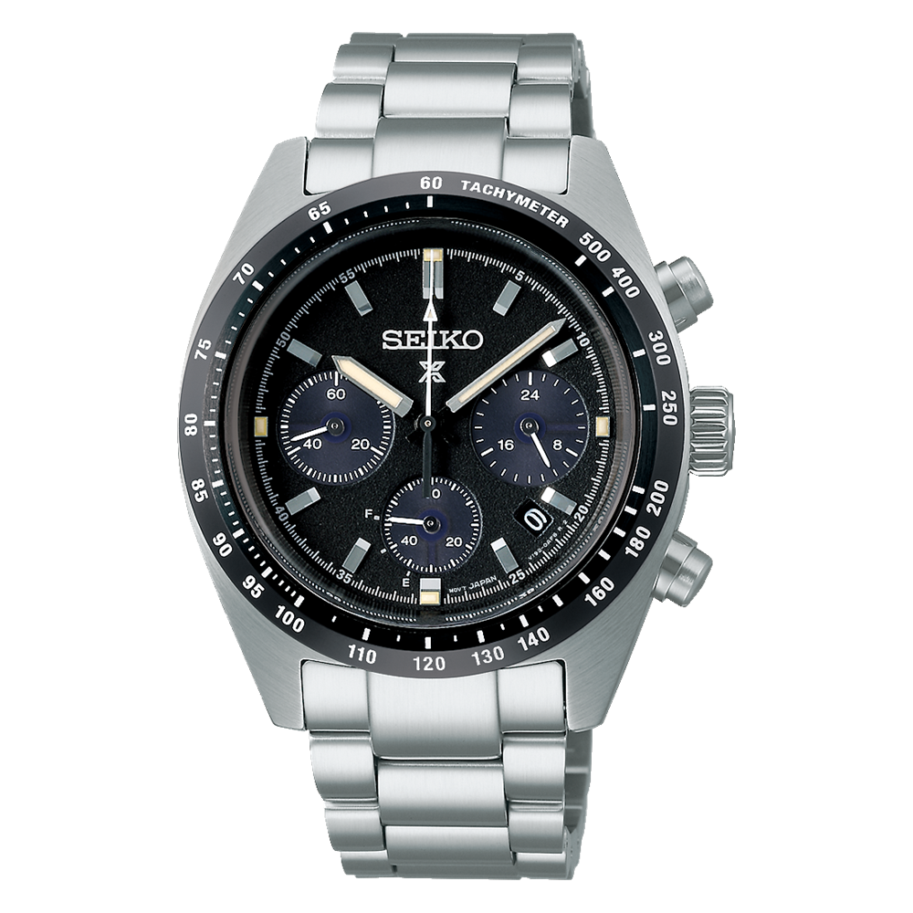 men&#39;s solar sports watch Seiko Prospex Solar Speedtimer SSC819P1 39mm curved sapphire crystal 100m WR