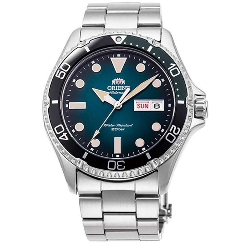 Orient New Kamasu RA-AA0811E automatic Divers men&#39;s watch green dial 41.8mm Sapphire glass stainless steel bracelet 200m water resist