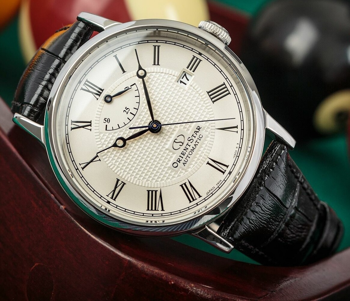 Reloj automático hombre Orient Star RE-AU0002S dial blanco 38.7mm Cristal de zafiro anti-reflejo 50h Reserva de marcha correa de cuero