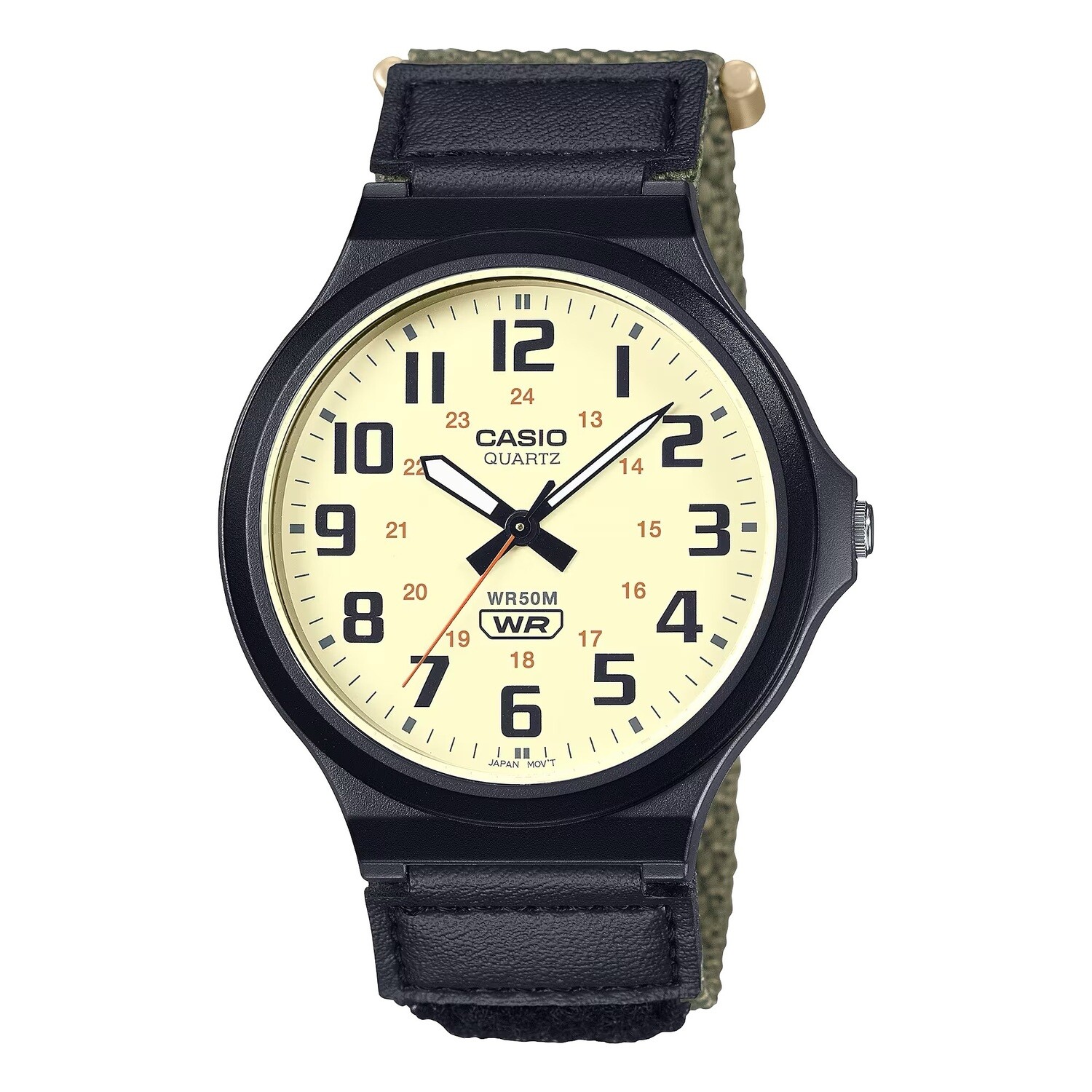 Casio MW-240B-3BV 43.6mm 50m WR fabric strap military sport watch for men
