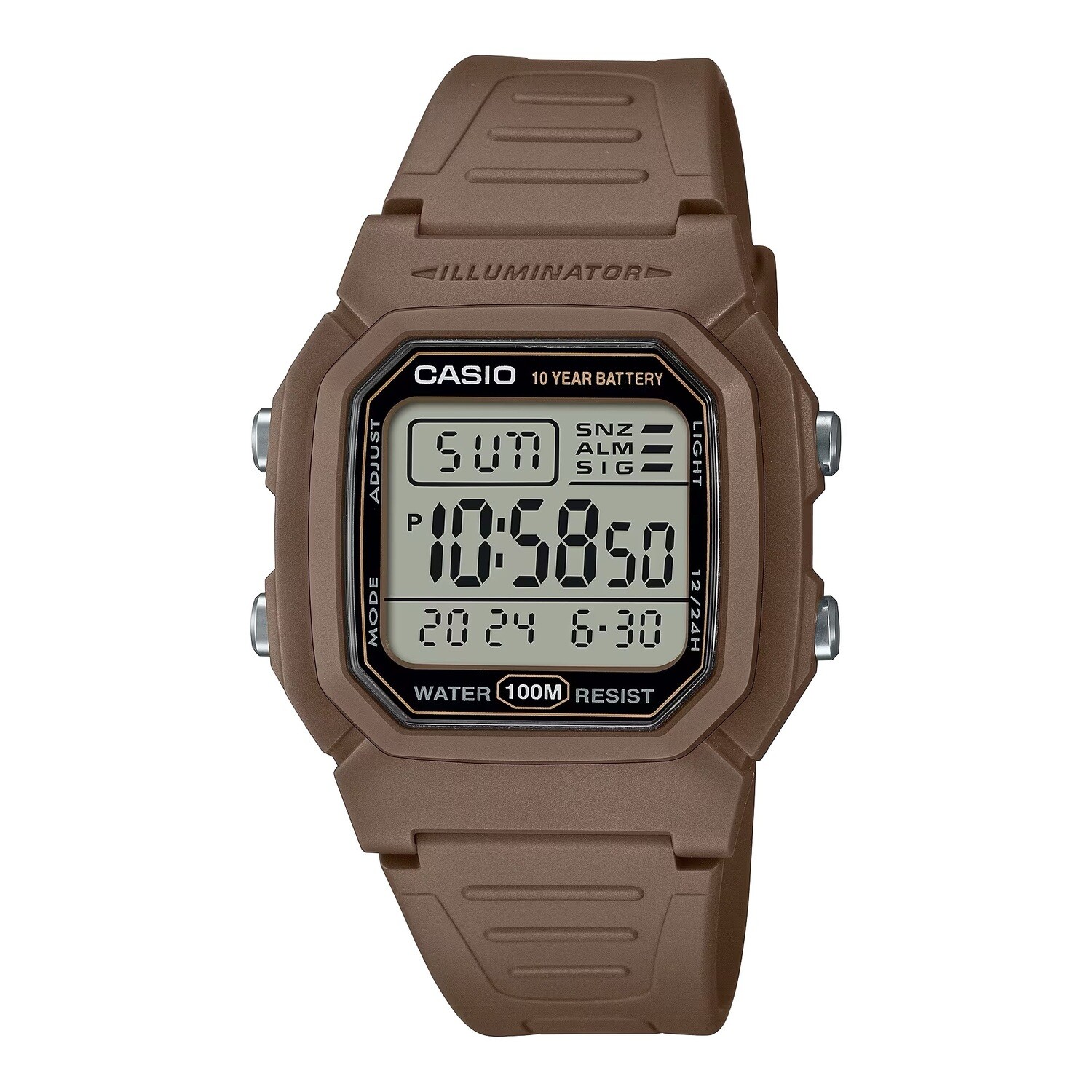 Casio W-800H-5AV classic unisex digital watch 100m WR 10 years battery World Time Dual Time Illuminator