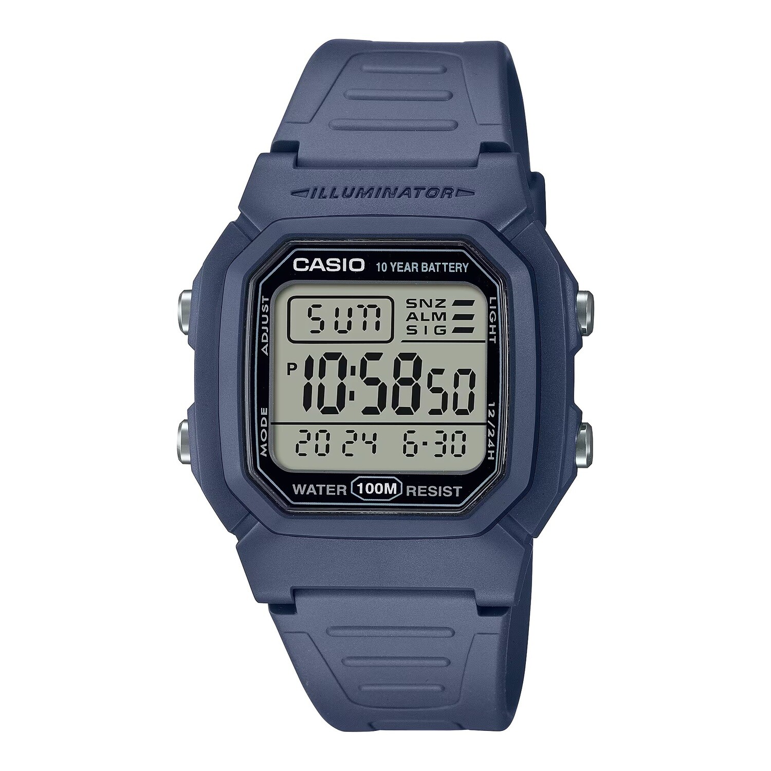 Casio W-800H-2AV classic unisex digital watch 100m WR 10 years battery World Time Dual Time Illuminator