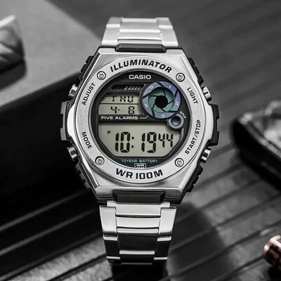 ​Reloj deportivo hombre Casio MWD-100HD-1AV Hora Mundial 5 Alarmas Despertador 10 años batería