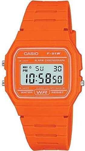 RELOJ digital Casio naranja F-91WC-4A2 UNISEX CASIO