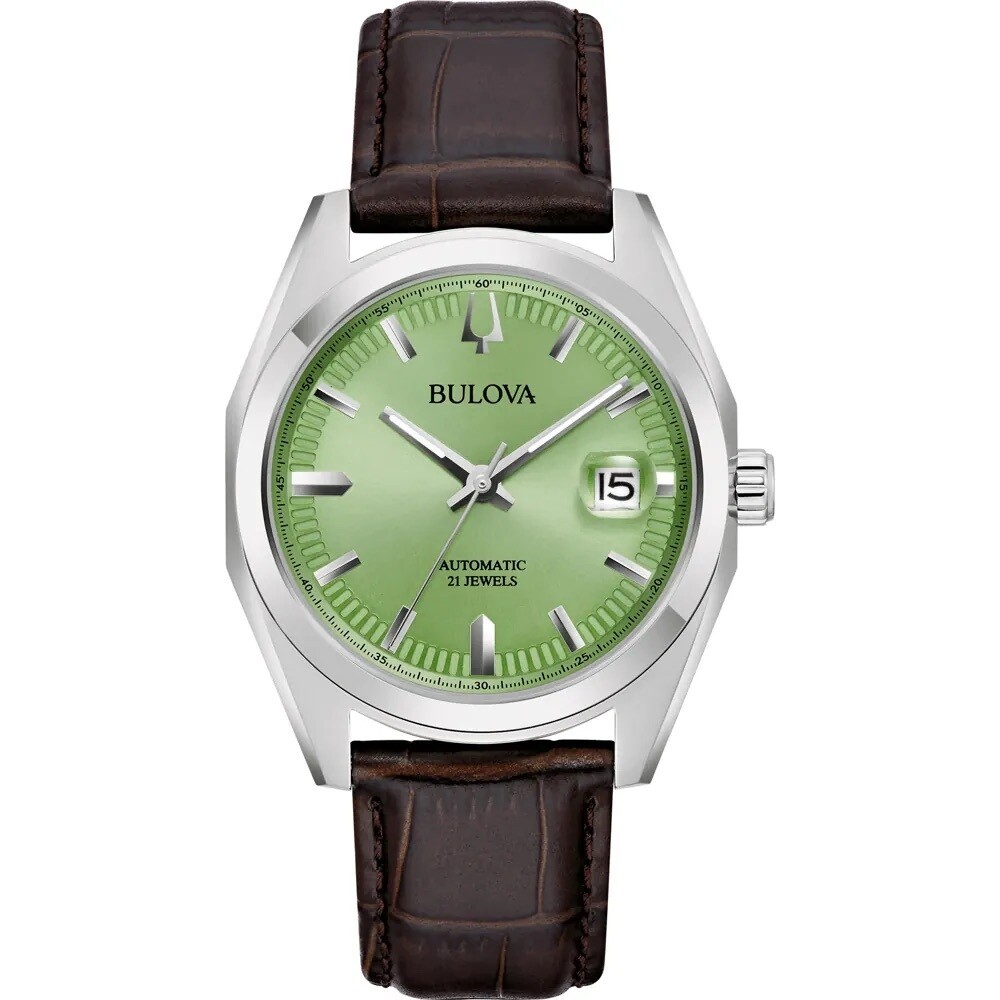 automatic men&#39;s watch Bulova Surveyor 96B427 39mm sapphire crystal sapphire crystal leather strap