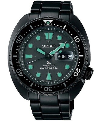 reloj automático hombre Seiko Prospex Turtle SBDY127 JDM 45mm The Black Series 200m WR cristal de zafiro anti-reflejos JDM (mercado interior japonés)