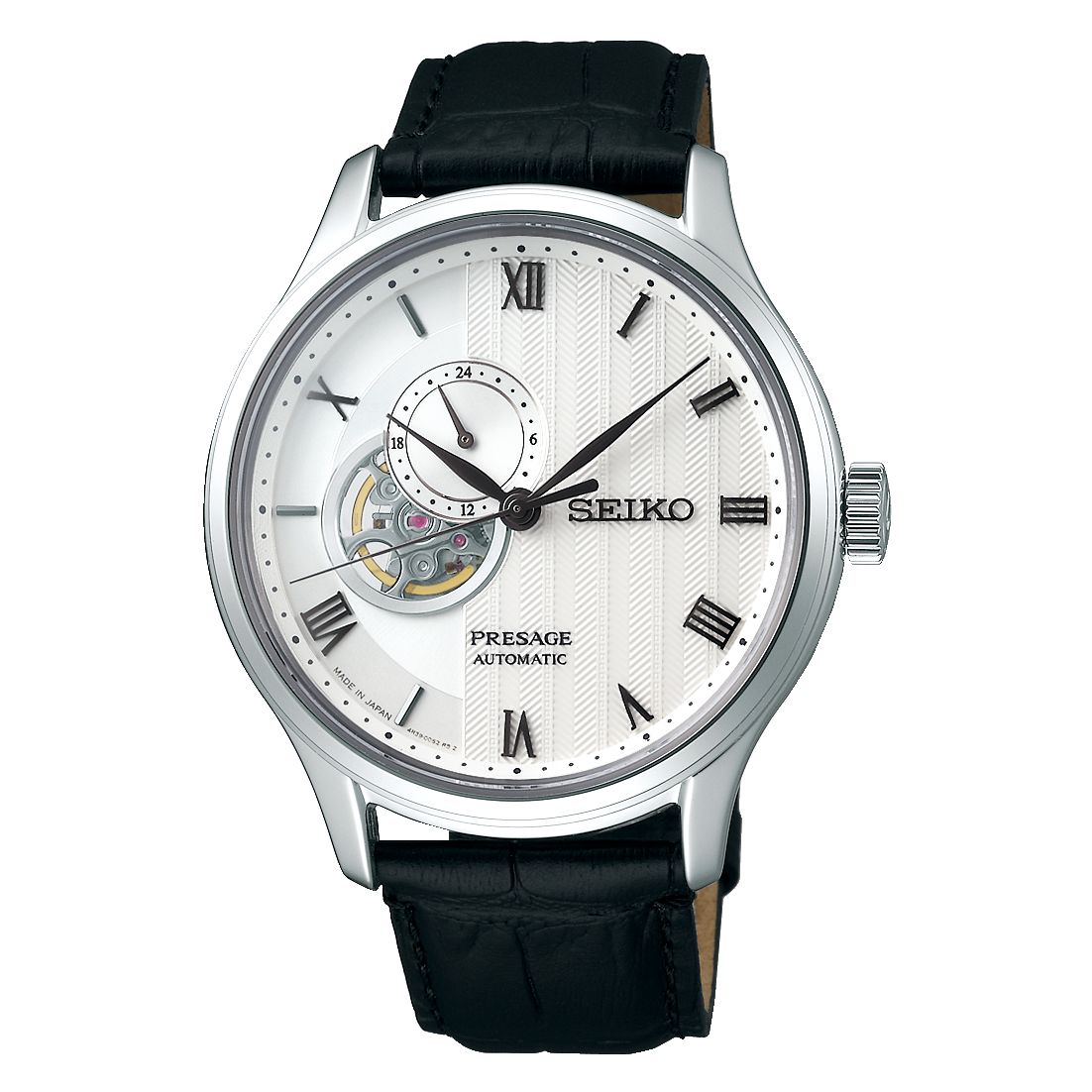 men's automatic watch Seiko Presage Japanese Gardens SSA379J1 41.8mm double curved sapphire crystal leather strap calibre 4R39