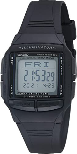 reloj unisex clasico digital Casio Databank DB 36 1A Telememo 30 LED Hora doble water resist