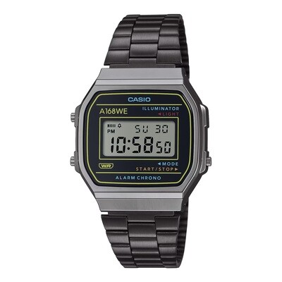 ​reloj unisex digital vintage Casio A168WEHB-1AJF 38.6 × 36.3mm alarma cronógrafo batería 7 años