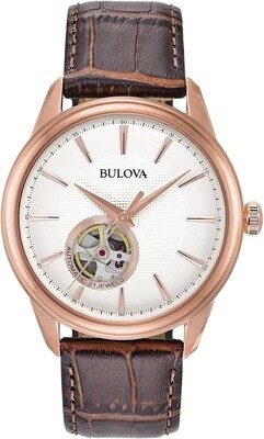 ​reloj automático hombre Bulova Classic Openheart 97A133 41mm correa de cuero