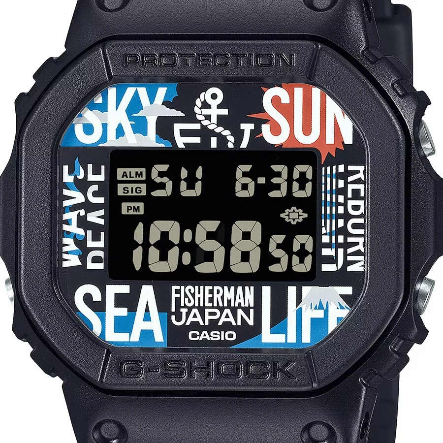 Casio G-SHOCK Reborn Art Festival × FISHERMAN JAPAN DW-5600RF24-1JR JDM 42.8mm 200m WR chronograph alarm calendar perpetual JDM (Japanese domestic market)