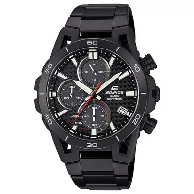 CASIO EDIFICE SUSPENSION BUILDING solar EFS-S640YDC-1AJF JDM 44.5mm 100m WR sapphire crystal carbon case and steel JDM chronograph watch (Japan domestic market) solar powered Power Reserve indicator