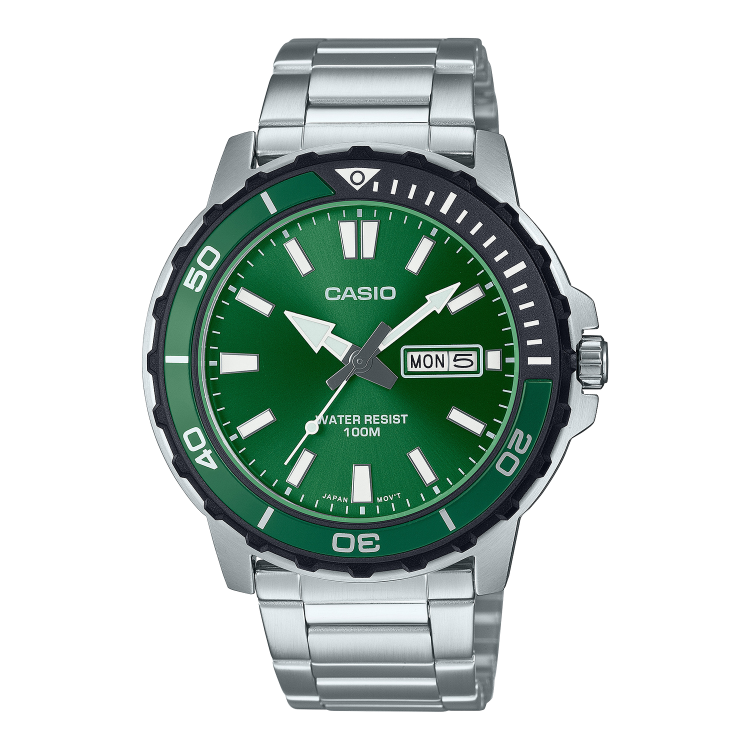 Casio Duro Marine Monster Sports MTD-125D-3AV 45.6mm 100m WR steel strap men’s divers watch stainless steel bracelet