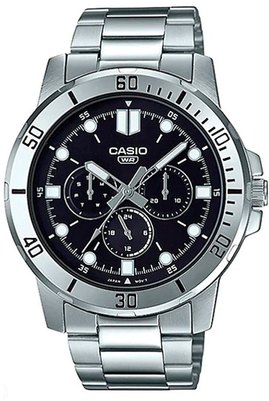 analog chronograph men&#39;s watch Casio MTP-VD300D-1E 45mm steel strap