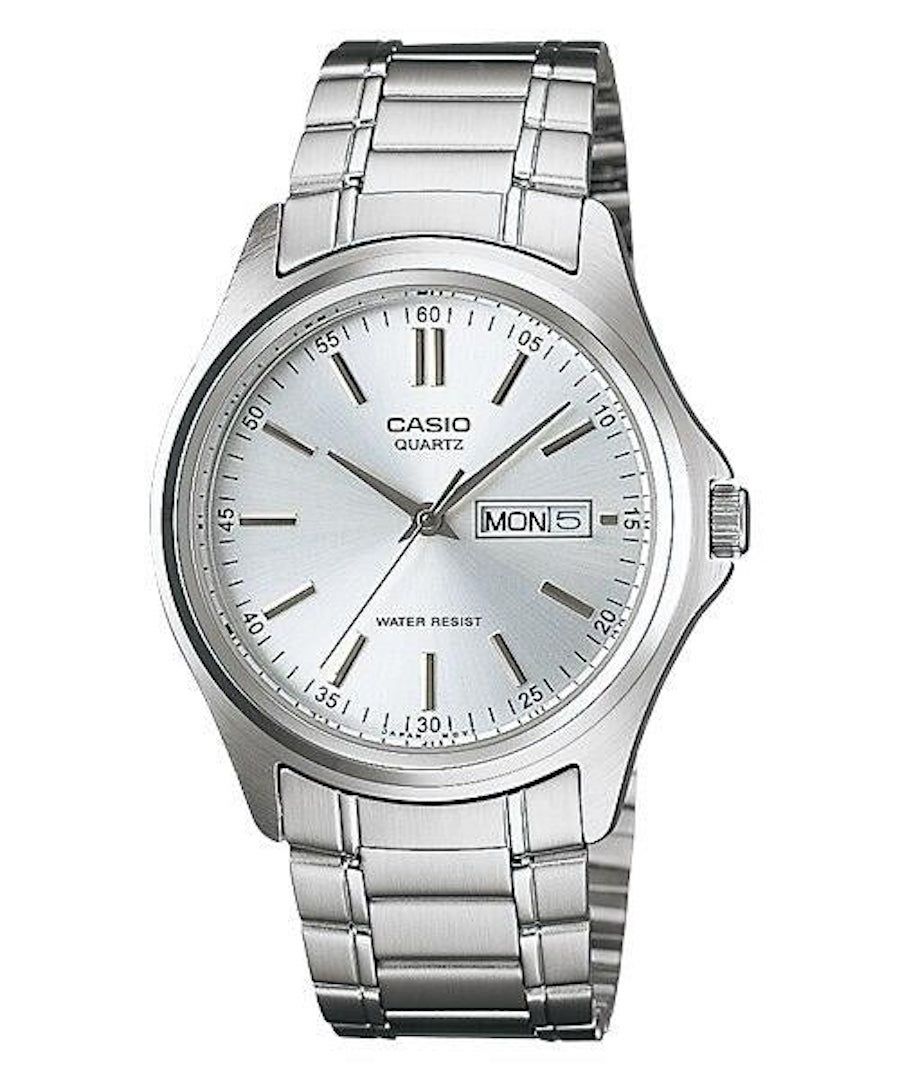 classic Casio men's watch MTP-1239D-7A 38.5mm silver dial steel band
