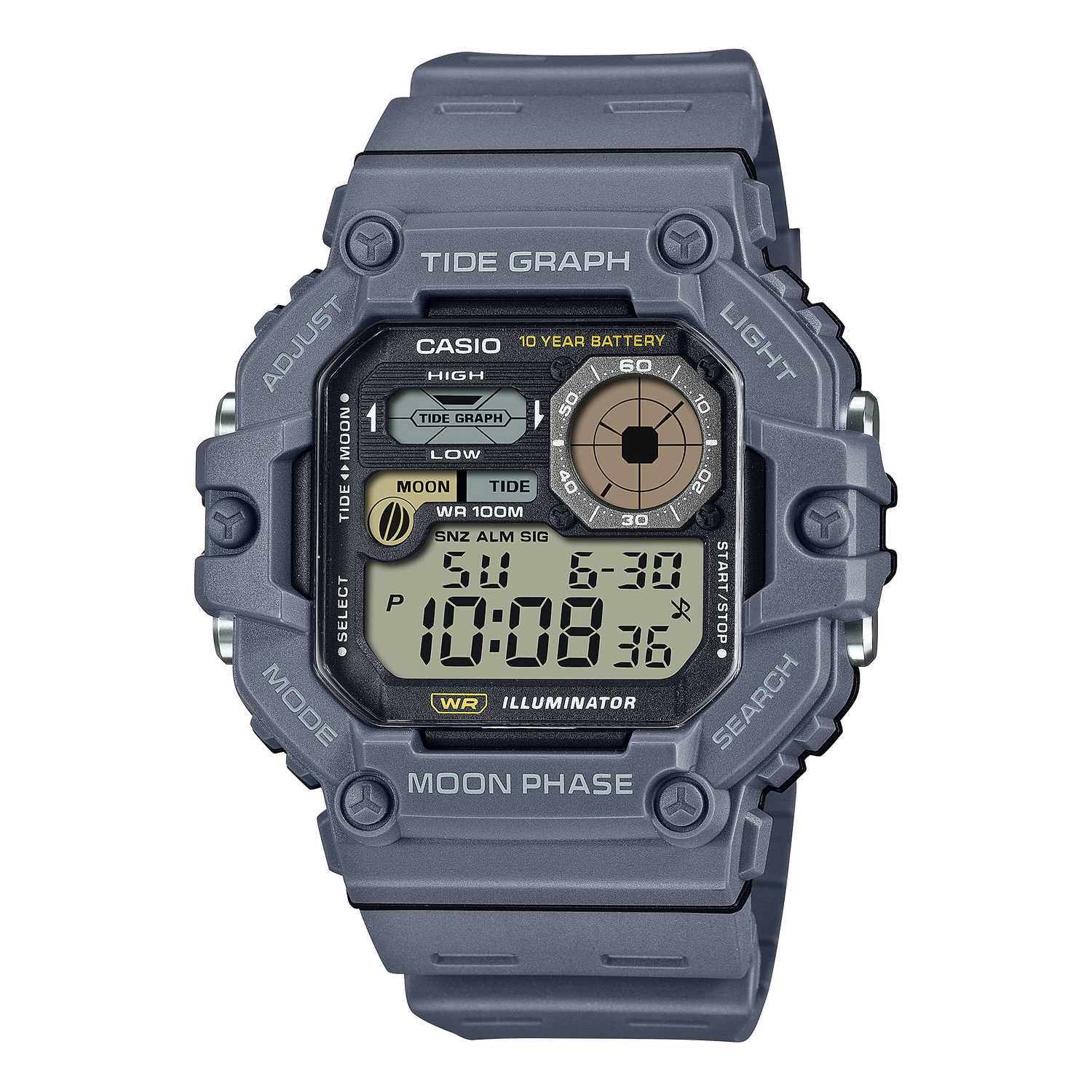Casio WS-1700H-8AV Tide Chart Moonphase 48.6mm 100m WR 10 years battery life sport men’s watch