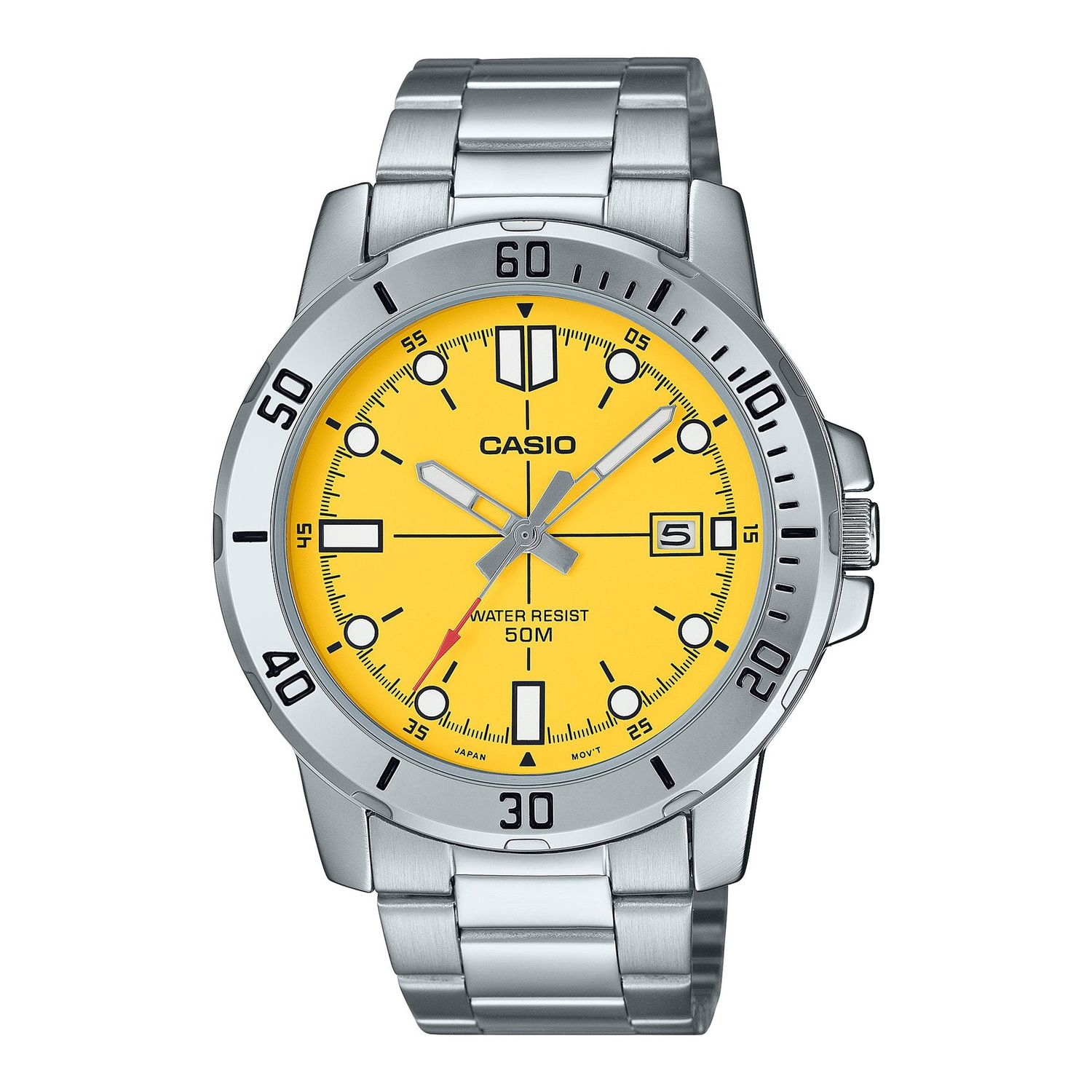 Casio men&#39;s sports watch MTP-VD01D-9E 45mm 50m WR steel strap