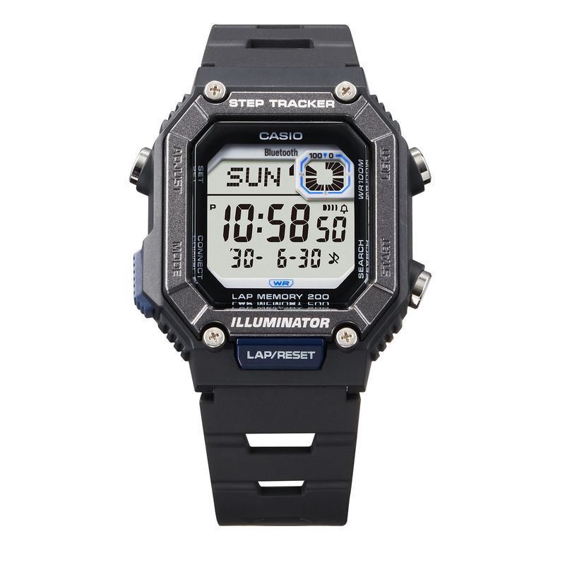 ​reloj cronómetro deportivo Bluetooth unisex Casio StepTracker WS-B1000-1A 41.3mm Smartlink 100m WR correa de resina