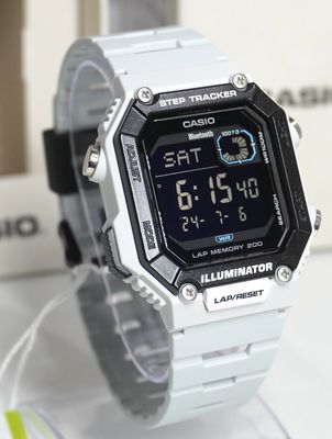 ​reloj cronómetro deportivo Bluetooth unisex Casio StepTracker WS-B1000-8B 41.3mm Smartlink 100m WR correa de resina