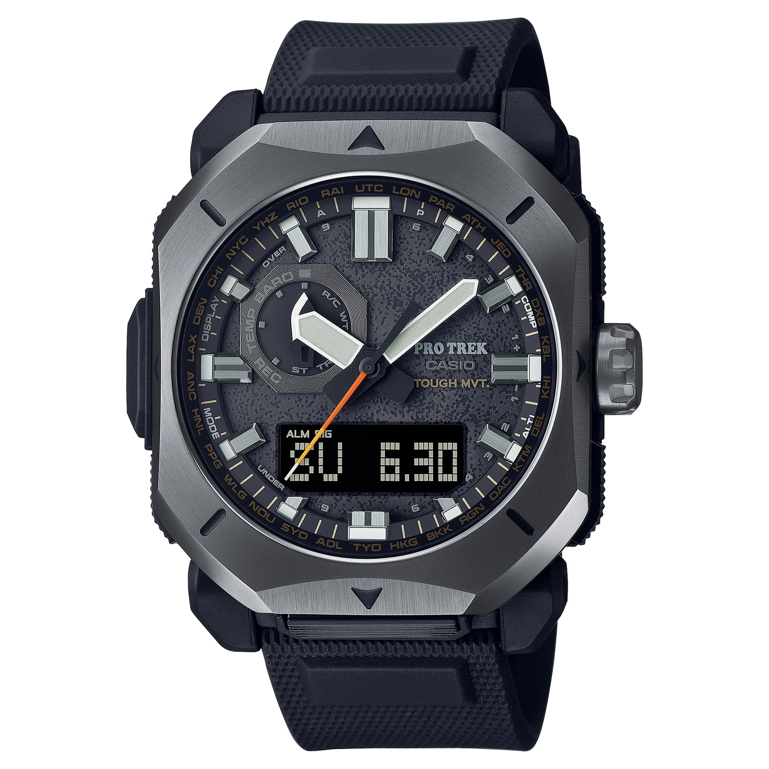 ​reloj montañismo deportivo solar radio-control hombre Casio Pro Trek PRW-6900Y-1 Tough Solar 44.8mm 100m WR Triple Sensor Multiband 6 Brújula Digital Altímetro Barómetro Termómetro