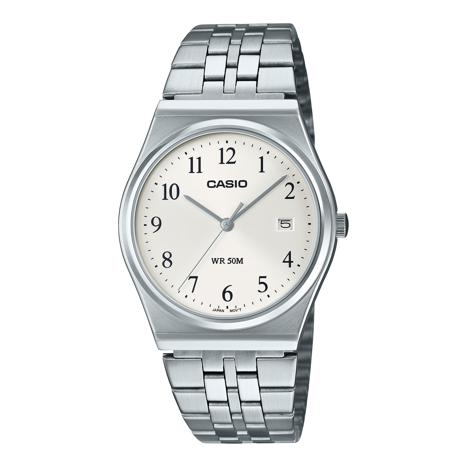 classic Casio men&#39;s watch MTP-B145D-7B 80&#39;s style 35mm 50m WR steel strap