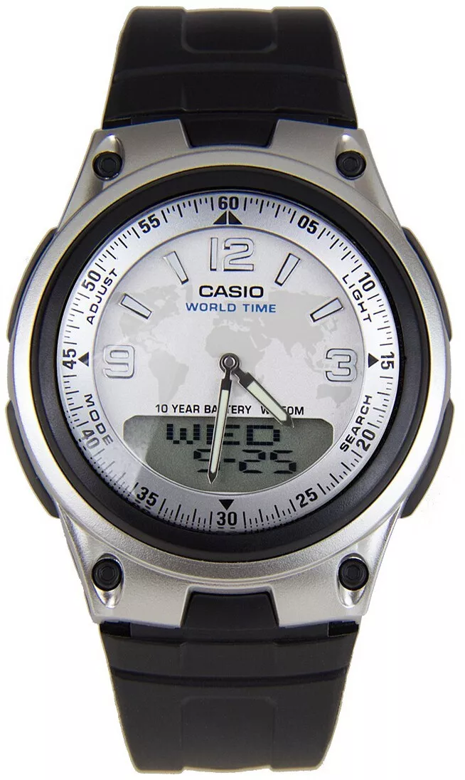 Casio AW-80-7A2 40mm World Time 10 years battery resin strap men&#39;s sport watch